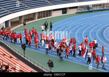 Tokio, Japan. 11. Oktober 2014. Gesamtansicht, Gedenkveranstaltung von 1964 Tokio Olympische und Paralympische 50 Jahre bekleidete Denkmal Woche bei Komazawa-Leichtathletik-Stadion, Tokio, Japan. © AFLO SPORT/Alamy Live News Bildnachweis: Aflo Co. Ltd./Alamy Live-Nachrichten Stockfoto