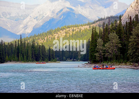 Bow River-rafting, Banff, Alberta, Kanada Stockfoto