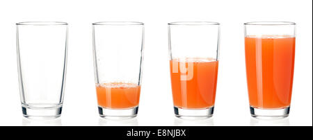 Satz von Gläser Saft Stockfoto