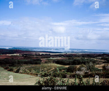 Blick in Richtung Poole Harbour die Küste Poole und Bournemouth von in der Nähe von Godlingston Heide Isle of Purbeck-Dorset-England Stockfoto