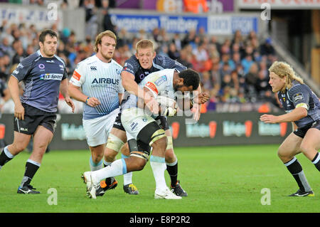 Swansea, Großbritannien. 12. Oktober 2014. Fischadler V Cardiff Blues Guinness Pro 12 @ The Liberty Stadium in Swansea: Credit: Phil Rees/Alamy Live News Stockfoto