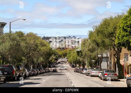 Suchen Sie eine Straße in Lower Pacific Heights, San Francisco, Kalifornien Stockfoto