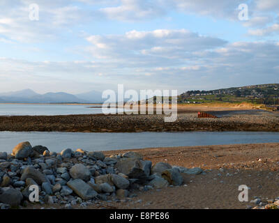 Ansicht von Shell Island in Richtung Harlech in Nord-Wales UK Stockfoto