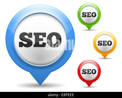 SEO-Symbol, vier Farben Stockfoto