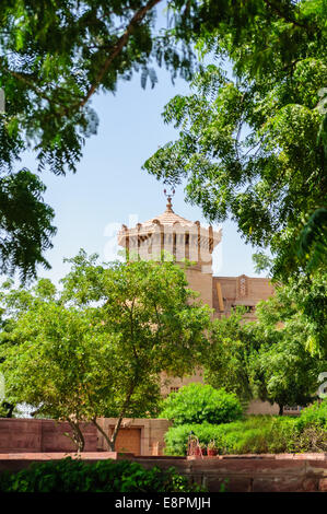 Außenansicht der Umaid Bhawan Palace von Jodhpur, Rajasthan, Indien Stockfoto