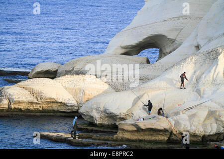 Israel. Rosh Hanikra die weiße Klippe ist ein Kreidefelsen am Strand von Upper-Galiläa an der Grenze zwischen Israel und Libanon, ch Stockfoto