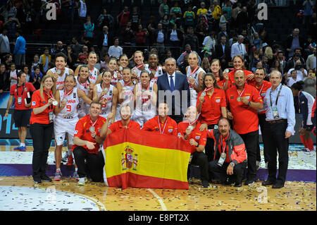 Istanbul, Türkei. 5. Oktober 2014. FIBA International Womens Basketball WM Finale. Spanien gegen Deutschland. (Espagne). Die USA gewannen die Wettkämpfe gegen Spanien nach dem Spielstand von 64 – 77. © Aktion Plus Sport/Alamy Live-Nachrichten Stockfoto