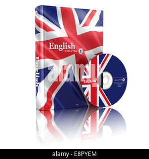 Englisch Buch in der Nationalflagge Abdeckung und CD. 3D Stockfoto