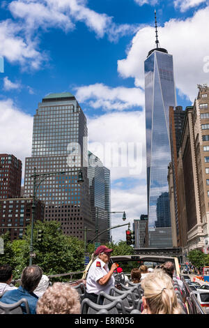 Die unverwechselbare Skyline von Lower Manhattan, New York City - USA Stockfoto