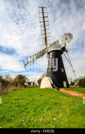 Polkey der Entwässerung Mühle im Broads National Park, Norfolk, England. Stockfoto