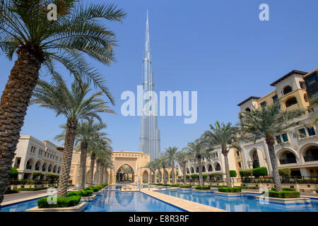 Burj Khalifa Tower vom Palace Hotel in Downtown Dubai Vereinigte Arabische Emirate Stockfoto