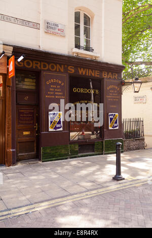 Gordon's Wine-Bar, Villiers Street, London, England, Vereinigtes Königreich. Stockfoto