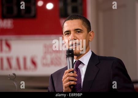 USA, New Hampshire, Claremont, Kandidat Barack Obama spricht während einer Kampagne Stockfoto