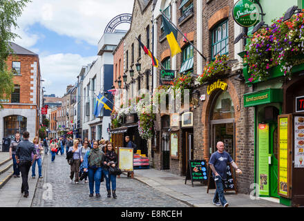 Pubs, Restaurants und Bars am Temple Bar in der Stadtzentrum, Stadt Dublin, Republik Irland Stockfoto