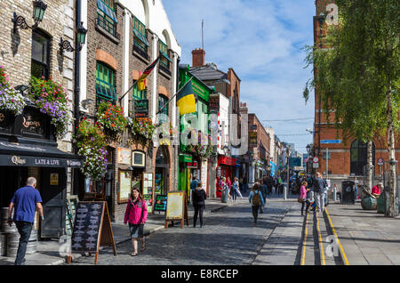 Pubs, Restaurants und Bars am Temple Bar in der Stadtzentrum, Stadt Dublin, Republik Irland Stockfoto