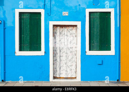 Detail in Burano, eine Insel voller Farben in der Lagune in der Nähe von Venedig Stockfoto