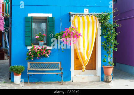 Detail in Burano, eine Insel voller Farben in der Lagune in der Nähe von Venedig Stockfoto