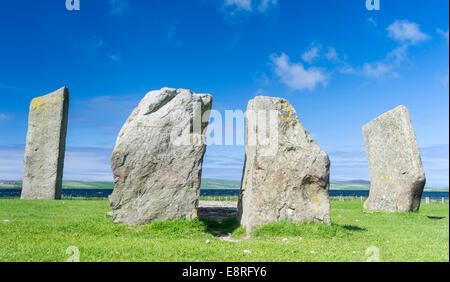 Stenness sehen Stein, ein UNESCO-Weltkulturerbe, Heart of Neolithic Orkney, Orkney Inseln, Schottland. Stockfoto