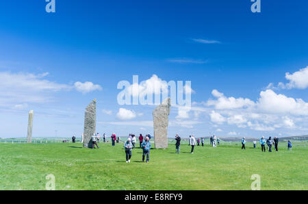 Stenness sehen Stein, ein UNESCO-Weltkulturerbe, Heart of Neolithic Orkney, Orkney Inseln, Schottland. Stockfoto