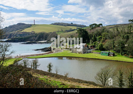 Menabilly Immobilien Polridmouth Cove in Südost Cornwall, Großbritannien Stockfoto