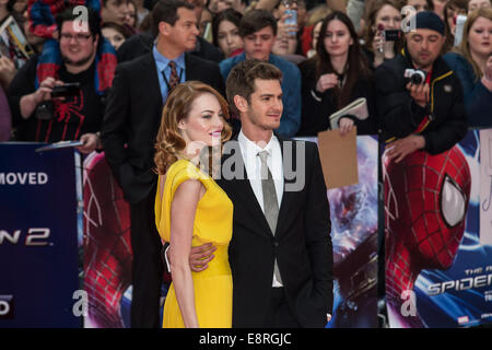 Der Welt-Premiere von "The Amazing Spider-Man 2" im Odeon Leicester Square - Ankünfte mit statt: Andrew Garfield, Emma Stone wo: London, Vereinigtes Königreich bei: 10. April 2014 Stockfoto