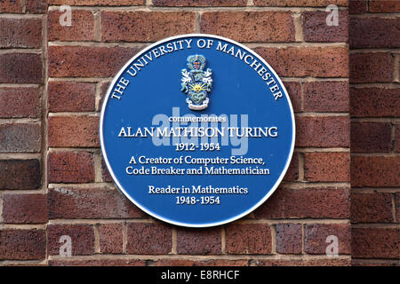 Blaue Plakette für Alan Turing, Coupland Street, Manchester Stockfoto