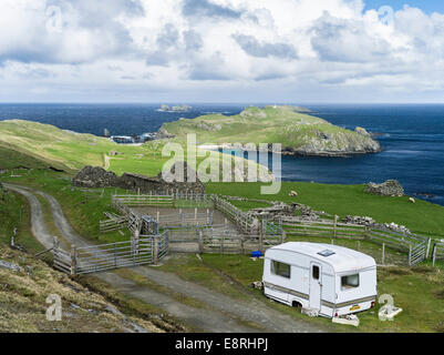 Landschaft im Norden Roe, der alte Haaf Fischfangstation bei Fethaland, Shetland-Inseln, Schottland. Stockfoto