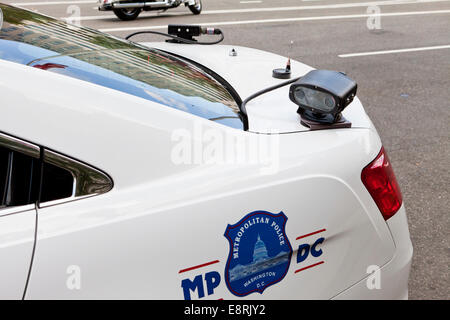 Automatische Nummernschild Anerkennung Kamera auf der Rückseite Polizeiauto - Washington, DC USA Stockfoto