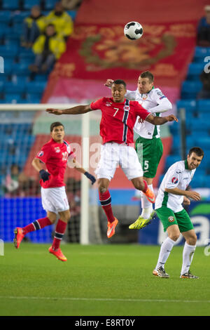 Oslo, Norwegen. 14. Oktober 2014. UEFA Euro 2016 Qualifikation Gruppe H Norwegen Verus Bulgarien. Joshua King von Norwegen in Aktion während das Länderspiel zwischen Norwegen und Bulgarien im Ullevaal-Stadion in Oslo, Norwegen. Bildnachweis: Action Plus Sport Bilder/Alamy Live News Stockfoto