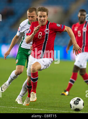 Oslo, Norwegen. 14. Oktober 2014. UEFA Euro 2016 Qualifikation Gruppe H Norwegen Verus Bulgarien. Stefan Johansen von Norwegen in Aktion während das Länderspiel zwischen Norwegen und Bulgarien im Ullevaal-Stadion in Oslo, Norwegen. Bildnachweis: Action Plus Sport Bilder/Alamy Live News Stockfoto