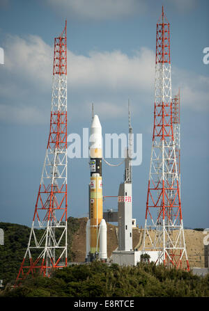 Einen japanischen H-IIA Rakete tragen die NASA-Japan Aerospace Exploration Agency (JAXA), globale Niederschlag Messung (GPM) Kern Stockfoto