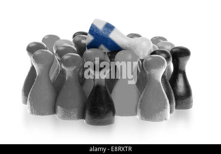 Eine einzigartige Figur auf gemeinsame Bauern, Flagge von Finnland Stockfoto