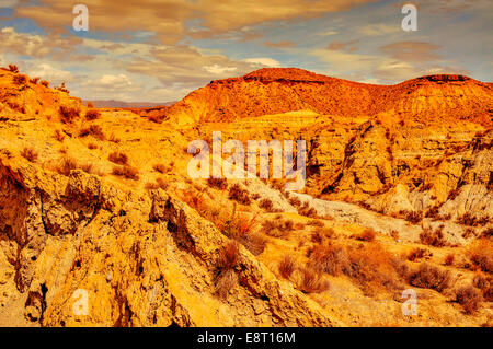ein Blick auf die Wüste von Tabernas in Provinz Almeria in Spanien Stockfoto