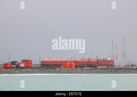 Argentinische Forschungsstation Orcadas Unterseite, Laurie Island, Süd-Orkney-Inseln, Antarktis Stockfoto