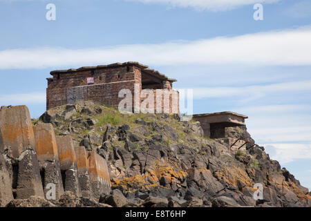 Gewehr-Stellung bleibt auf Cramond Island Stockfoto