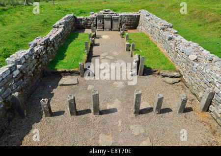 Tempel des Mithras aus dem 3. Jahrhundert, Hadrianswall, Carrawburgh, Northumberland, England, Vereinigtes Königreich Stockfoto