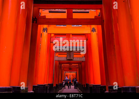 Torii oder Tore zum Inneren Heiligtum, Fushimi Inari-Taisha Schrein, Kyoto, Japan Stockfoto