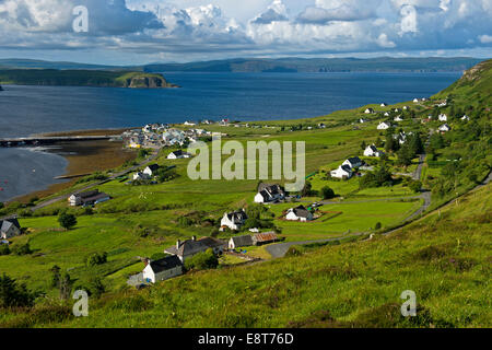 Dorf von Uig in Uig Bucht, Halbinsel Trotternish, Isle Of Skye, innere Hebriden, Schottland, Vereinigtes Königreich Stockfoto