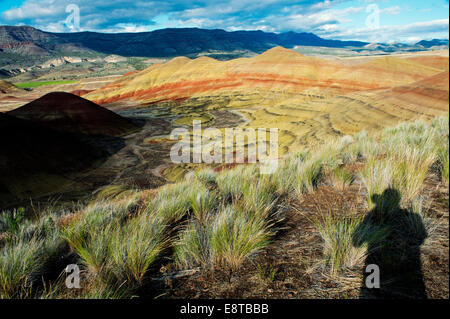 Schatten des Fotografen fotografieren gemalt Hügel in Wüstenlandschaft, Bend, Oregon, Vereinigte Staaten Stockfoto