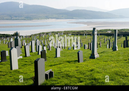 Friedhof hinter Luskentyre Strand in South Harris auf den äußeren Hebriden. Stockfoto