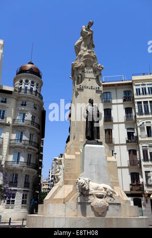 Denkmal, José Canalejas Monument of Vicente Banuls, Alicante Stadt, Hauptstadt von Valencia, Spanien, Europa. Stockfoto