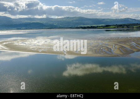 Blick über die Mündung des Flusses Dwyryd, Portmeirion, North Wales, 7. September 2014. Stockfoto