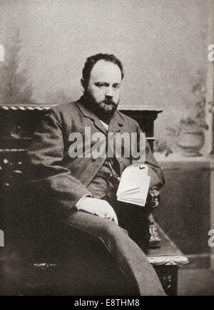 Émile Édouard Charles Antoine Zola, 1840 –1902.  Französischer Schriftsteller, Romancier, Dramatiker und Journalist.  Aus einem Foto c. 1878 Stockfoto