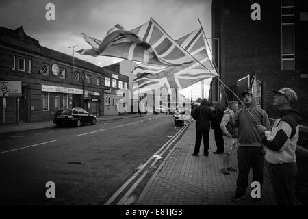 Rechtsextremen protestiert Großbritannien-First, Rotherham, Großbritannien. Stockfoto