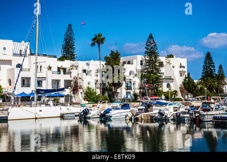 Die Marina in Port el Kantoui in Tunesien. Stockfoto