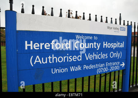 Hereford UK 14 Oktober Wye Valley NHS Trust wurde in "besondere Maßnahmen" durch die Pflege Qualität Kommission (CQC) genommen. Bildnachweis: Andrew Compton/Alamy Live-Nachrichten Stockfoto