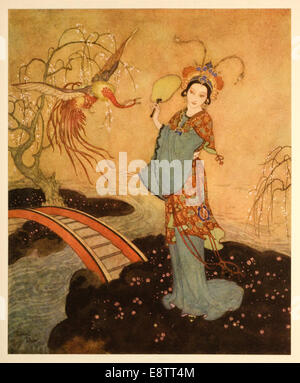 Prinzessin Badoura - Edmund Dulac Illustration aus "Geschichten aus Tausendundeiner Nacht". Siehe Beschreibung weitere Informationen Stockfoto