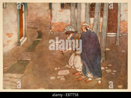 Ali Baba - Edmund Dulac Illustration aus "Geschichten aus Tausendundeiner Nacht" von Laurence Housman. Siehe Beschreibung für mehr Info. Stockfoto