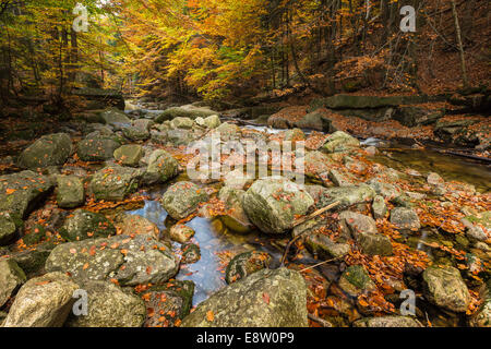 Fluss Mumlava und Wasserfällen, riesigen Berg, Nord-Böhmen, Tschechische Republik Stockfoto