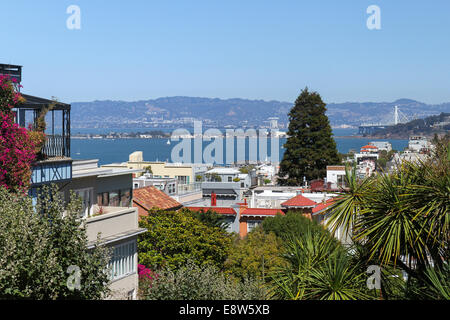 Blick vom Lombard Street, Russian Hill, San Francisco, Kalifornien Stockfoto